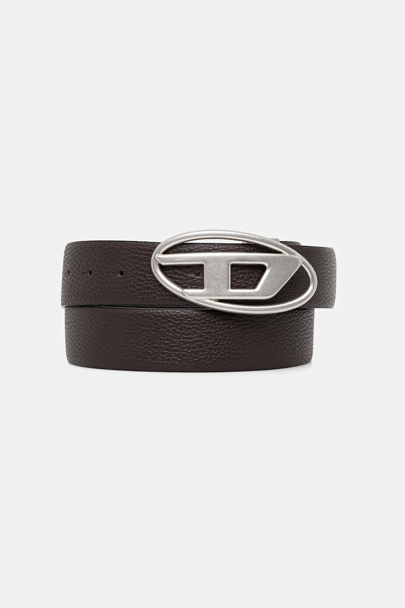 Diesel curea de piele cu două fețe OVAL D LOGO B-1DR REV II culoarea maro, X09812.P4420