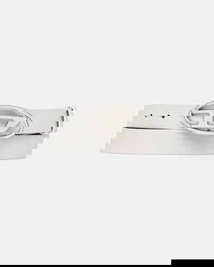 Diesel curea de piele OVAL D LOGO B-1DR 25 culoarea alb, X09716.P1245