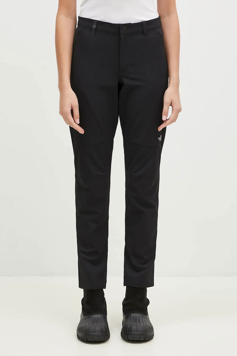 The North Face pantaloni Quest Softshell Pant culoarea negru, drept, high waist, NF0A4M774H01