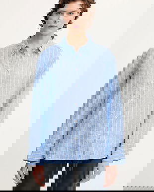 Samsoe Samsoe cămașă de in SANOT culoarea roz, cu guler clasic, relaxed, F25100015