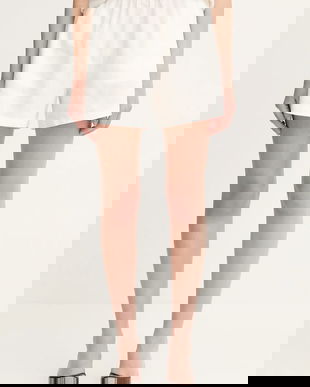 Samsoe Samsoe pantaloni scurți din in MAREN culoarea verde, uni, high waist, F23900001