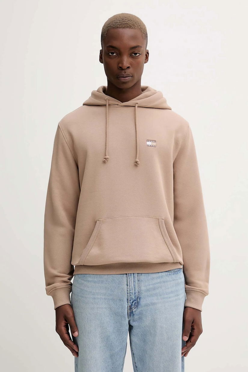 Tommy Jeans hanorac de bumbac bărbați, culoarea maro, DM0DM20258