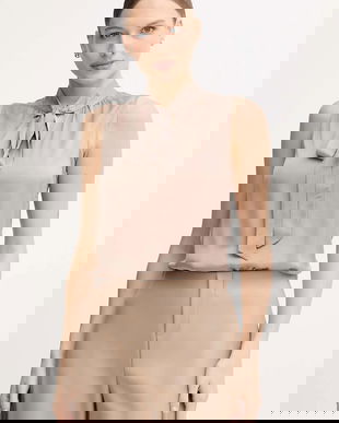 OUI bluză culoarea bej, uni, 89112