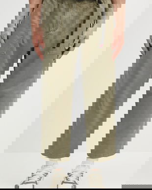 Gramicci pantaloni de bumbac Loose Tapered Pant culoarea verde, lat, medium waist