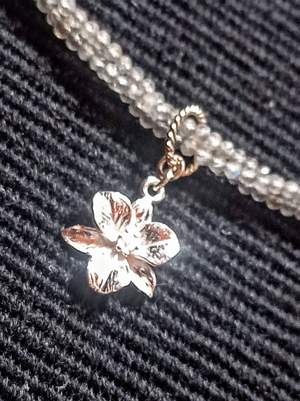 Colier argint X3 labradorit charm argint floare minimalist boho chic trendy - Transport gratuit