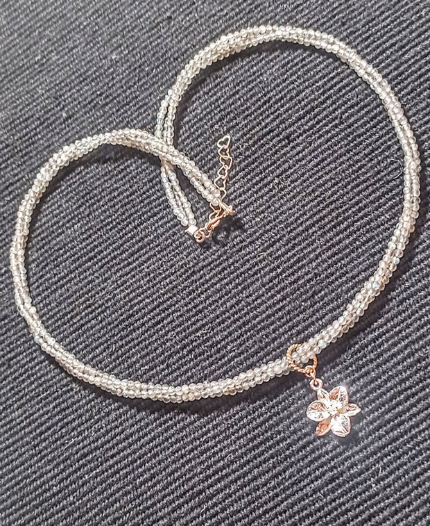 Colier argint X3 labradorit charm argint floare minimalist boho chic trendy - Transport gratuit