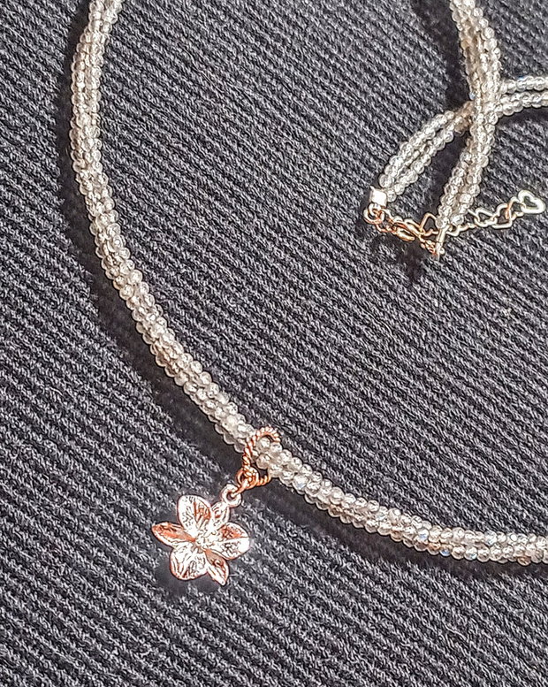 Colier argint X3 labradorit charm argint floare minimalist boho chic trendy - Transport gratuit