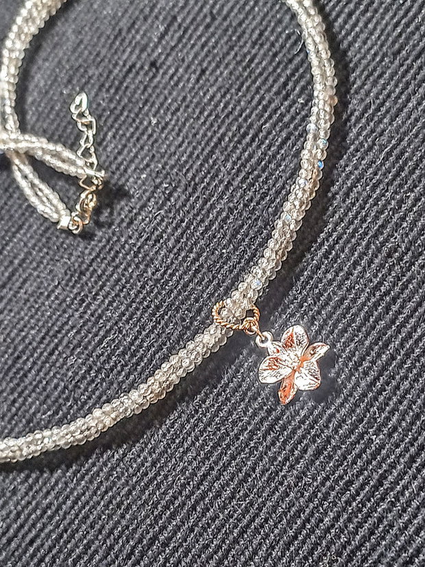 Colier argint X3 labradorit charm argint floare minimalist boho chic trendy - Transport gratuit