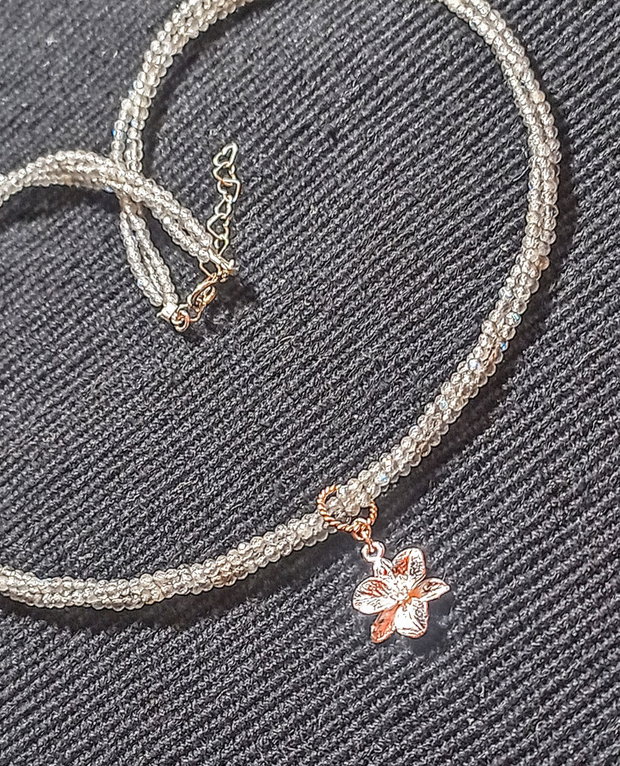 Colier argint X3 labradorit charm argint floare minimalist boho chic trendy - Transport gratuit