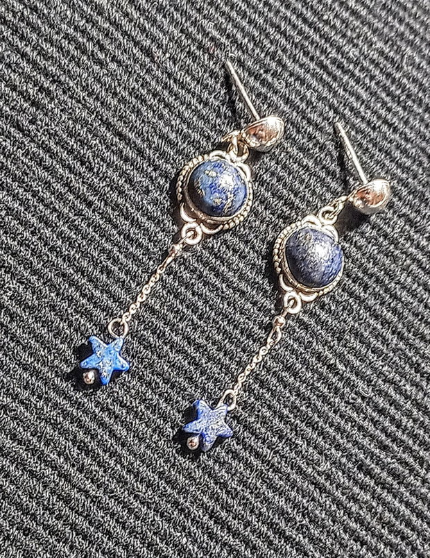 Ceceri argint lapis lazuli stele conectori tije lant argintboho chic trendy