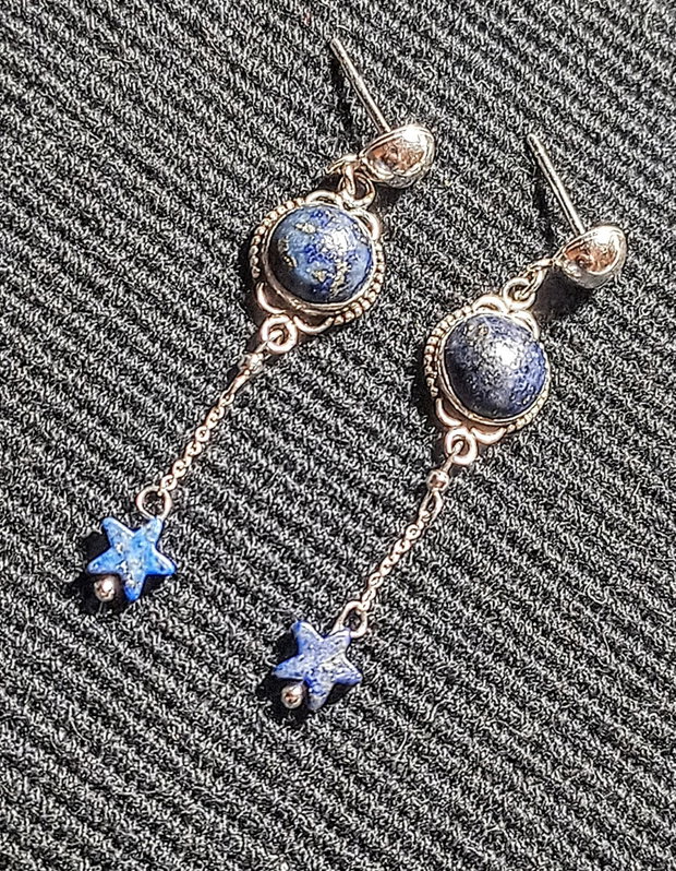 Ceceri argint lapis lazuli stele conectori tije lant argintboho chic trendy
