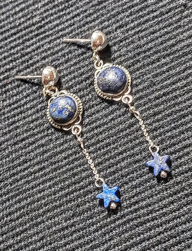 Ceceri argint lapis lazuli stele conectori tije lant argintboho chic trendy