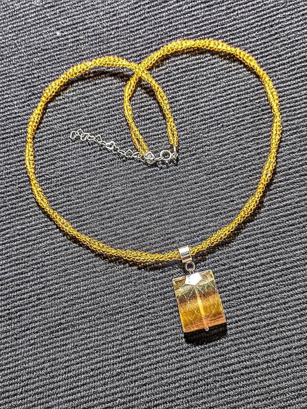 Colier argint X2 fluorit sticla minimalist boho chic trendy