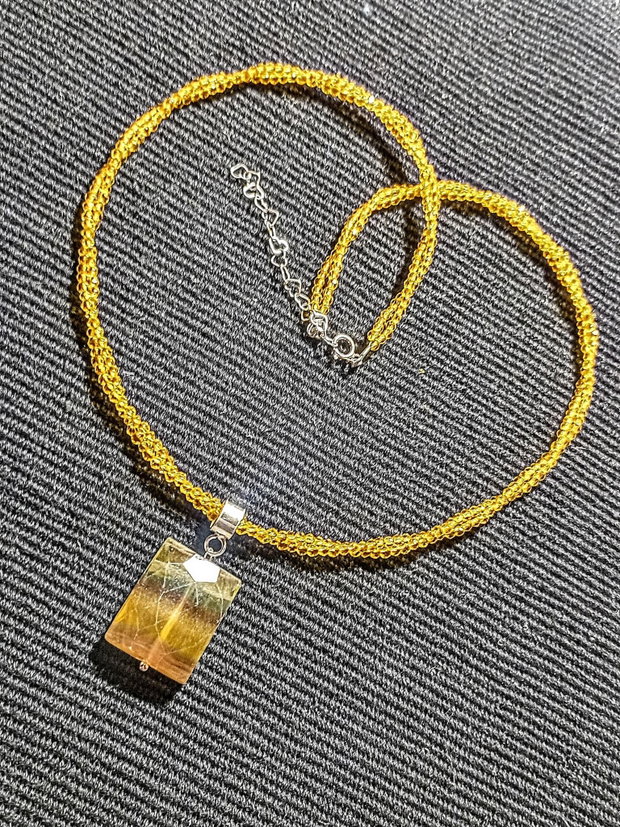 Colier argint X2 fluorit sticla minimalist boho chic trendy
