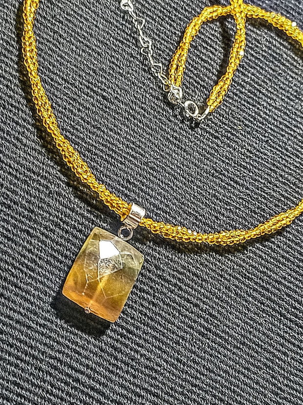 Colier argint X2 fluorit sticla minimalist boho chic trendy
