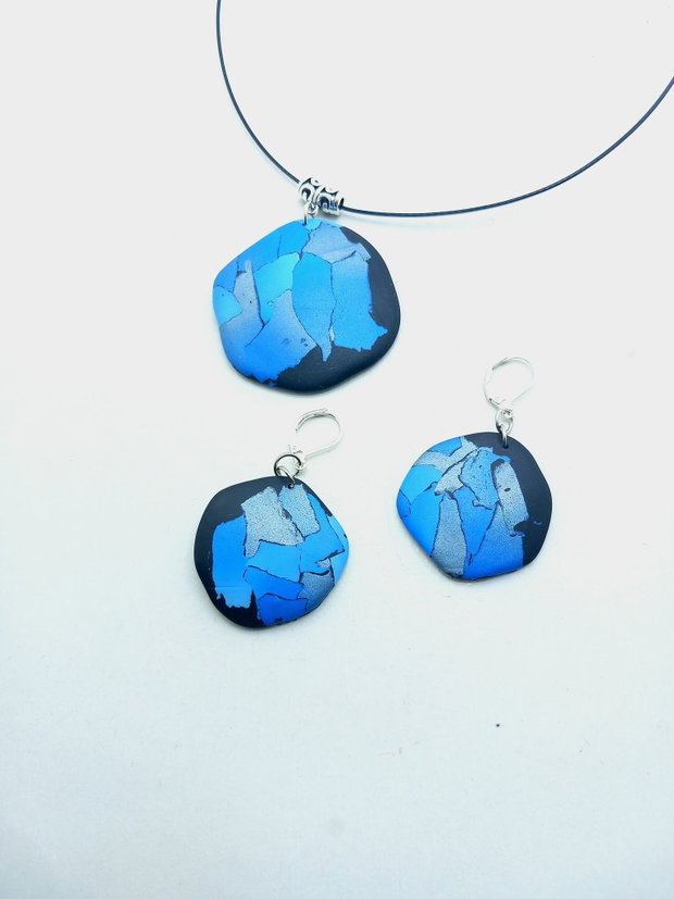 Blue rock, set bijuterii din lut polimeric