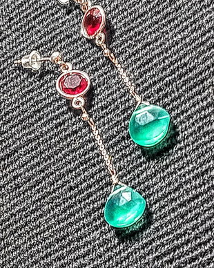 Cercei argint onix verde calcedonie conector tija lant argint minimalisti boho chic trendy - Transpo0rt gratuit