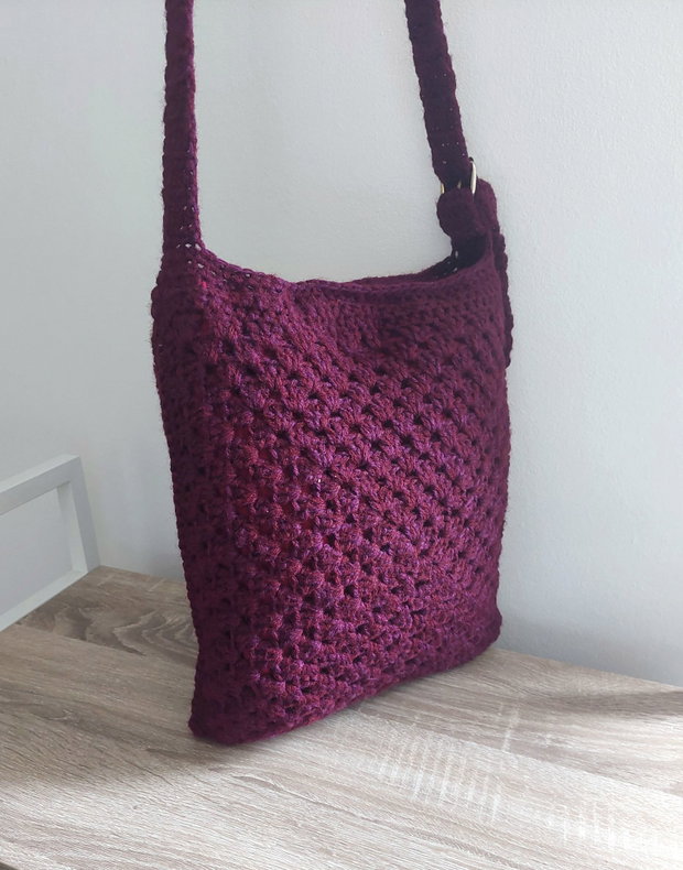 Sacoșă tote bag shopper crosetata manual captusita