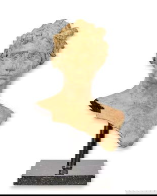 Bust femeie-statueta din bronz cu soclu din marmura