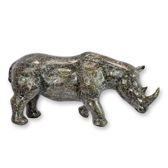 Rinocer-statueta din bronz masiv
