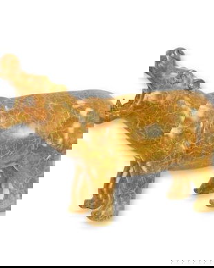 Hipopotam-statueta din bronz masiv