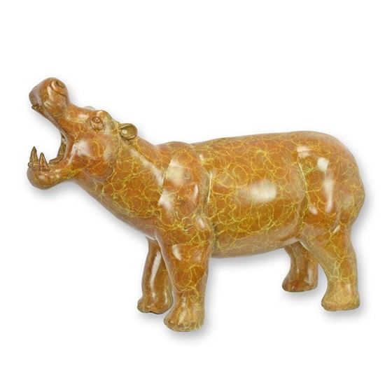 Hipopotam-statueta din bronz masiv