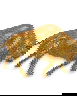 Bizon-statueta din bronz masiv