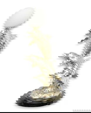 Lampa de masa din bronz cu delfini