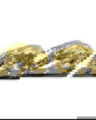 Set doua suporturi pentru carti elefanti aurii