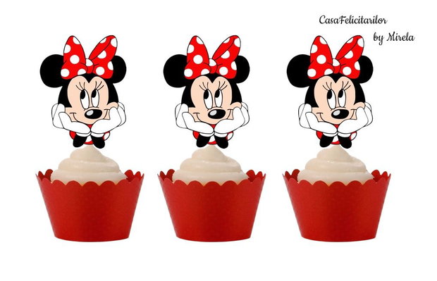 Set toppere Minnie mouse roșie