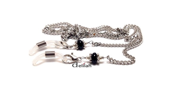 Lantisor ochelari inox si black onyx