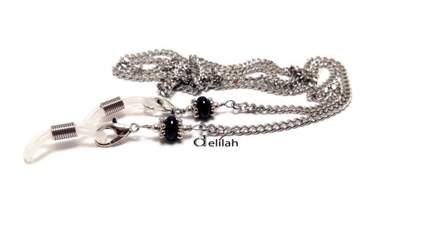 Lantisor ochelari inox si black onyx