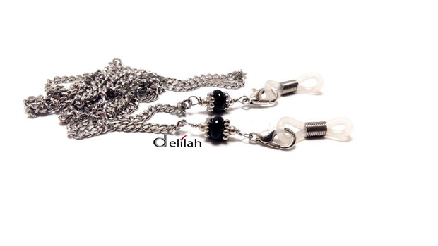 Lantisor ochelari inox si black onyx