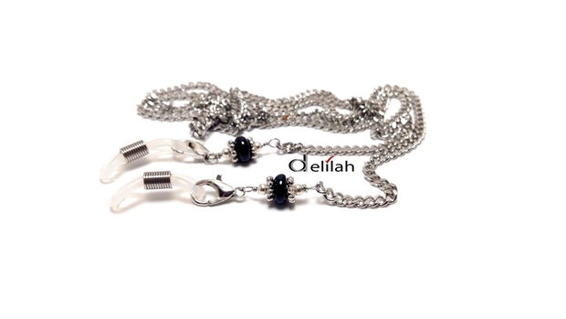 Lantisor ochelari inox si black onyx
