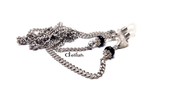 Lantisor ochelari inox si black onyx