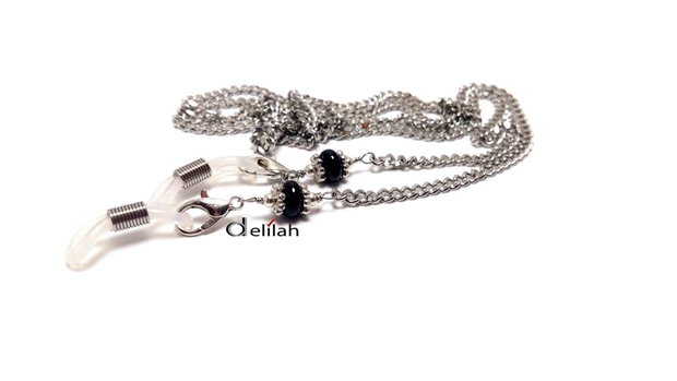 Lantisor ochelari inox si black onyx