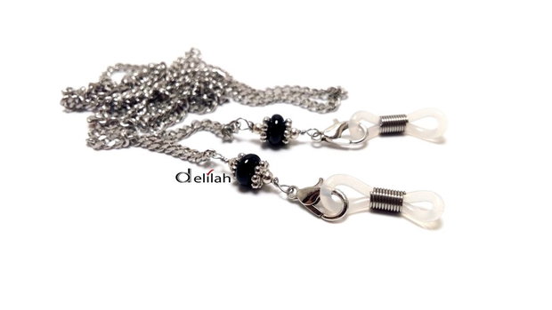 Lantisor ochelari inox si black onyx