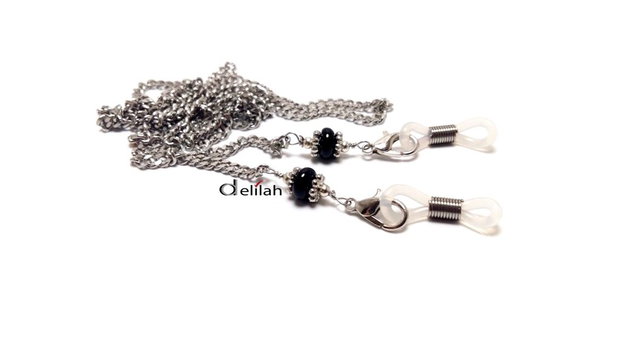 Lantisor ochelari inox si black onyx