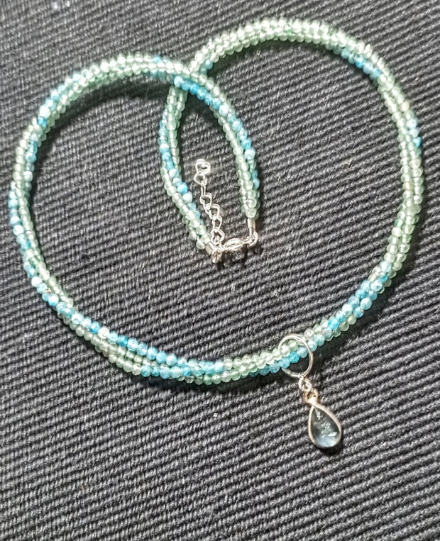 Colier argint X3 aventurin apatit nuante charm apatit minimalist boho chic trendy - Transport gratuit