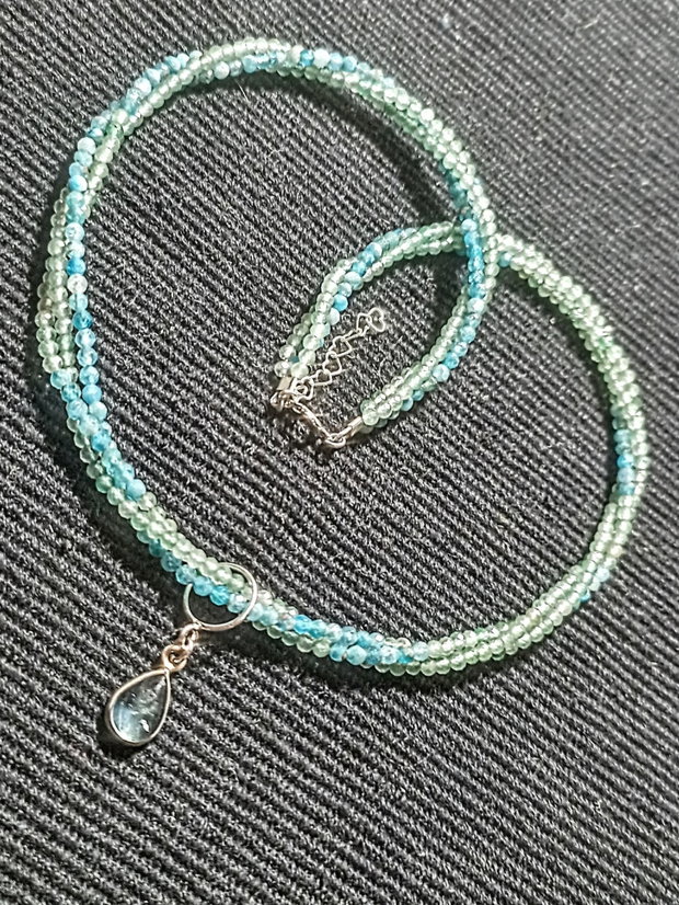 Colier argint X3 aventurin apatit nuante charm apatit minimalist boho chic trendy - Transport gratuit