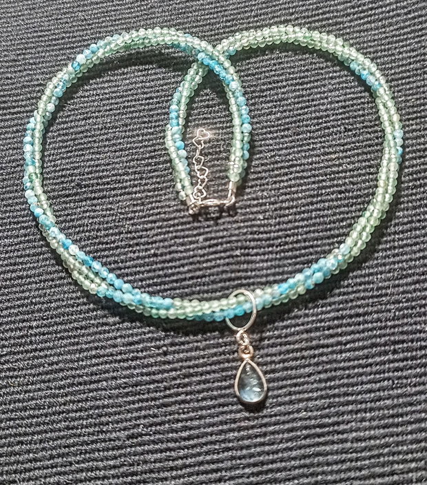 Colier argint X3 aventurin apatit nuante charm apatit minimalist boho chic trendy - Transport gratuit
