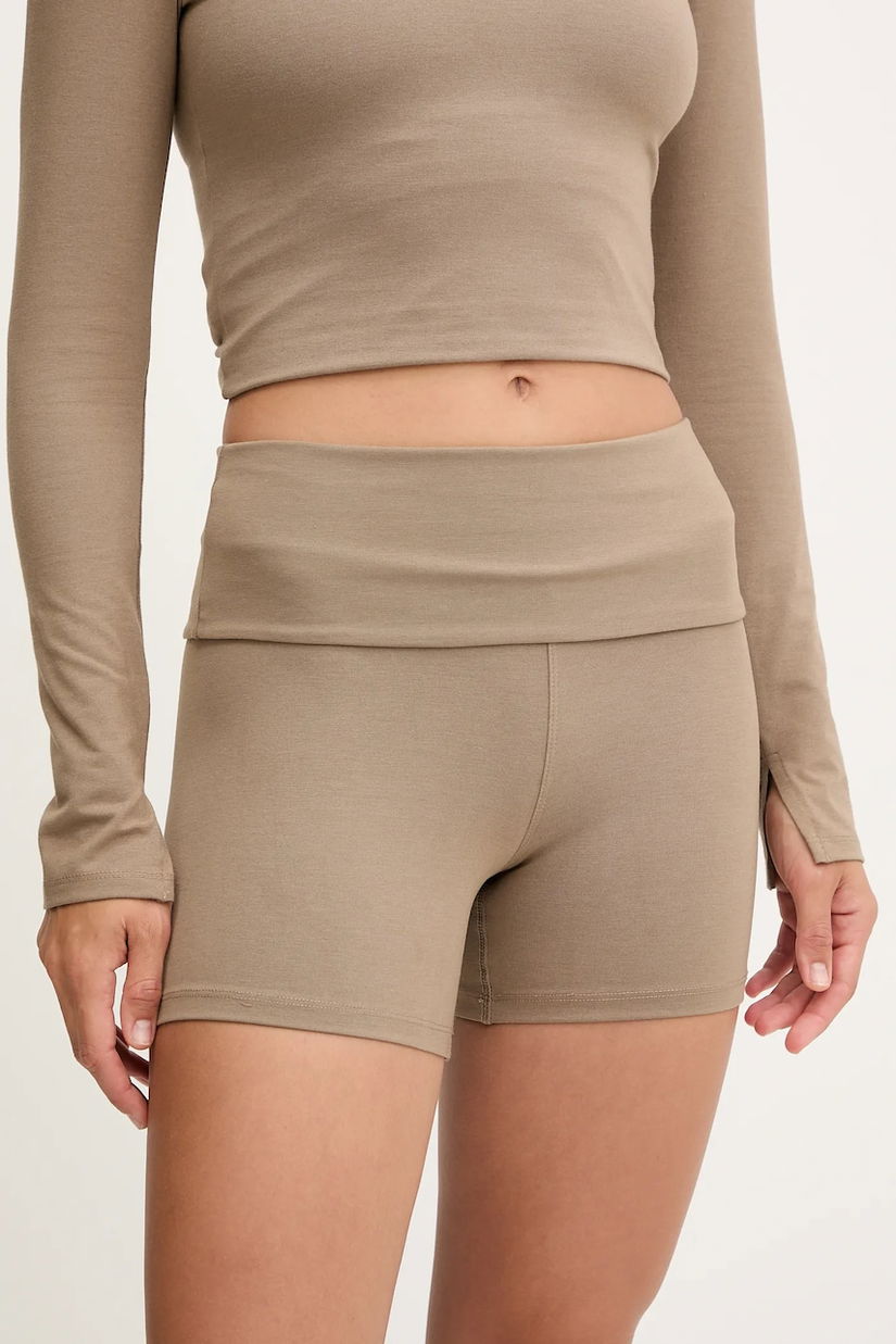 Casall pantaloni scurți de yoga Sublime culoarea verde, melanj, high waist, 25252