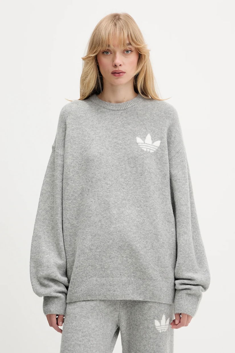 adidas Originals pulover din amestec de lână Knitted Sweater culoarea gri, călduros, KF2341