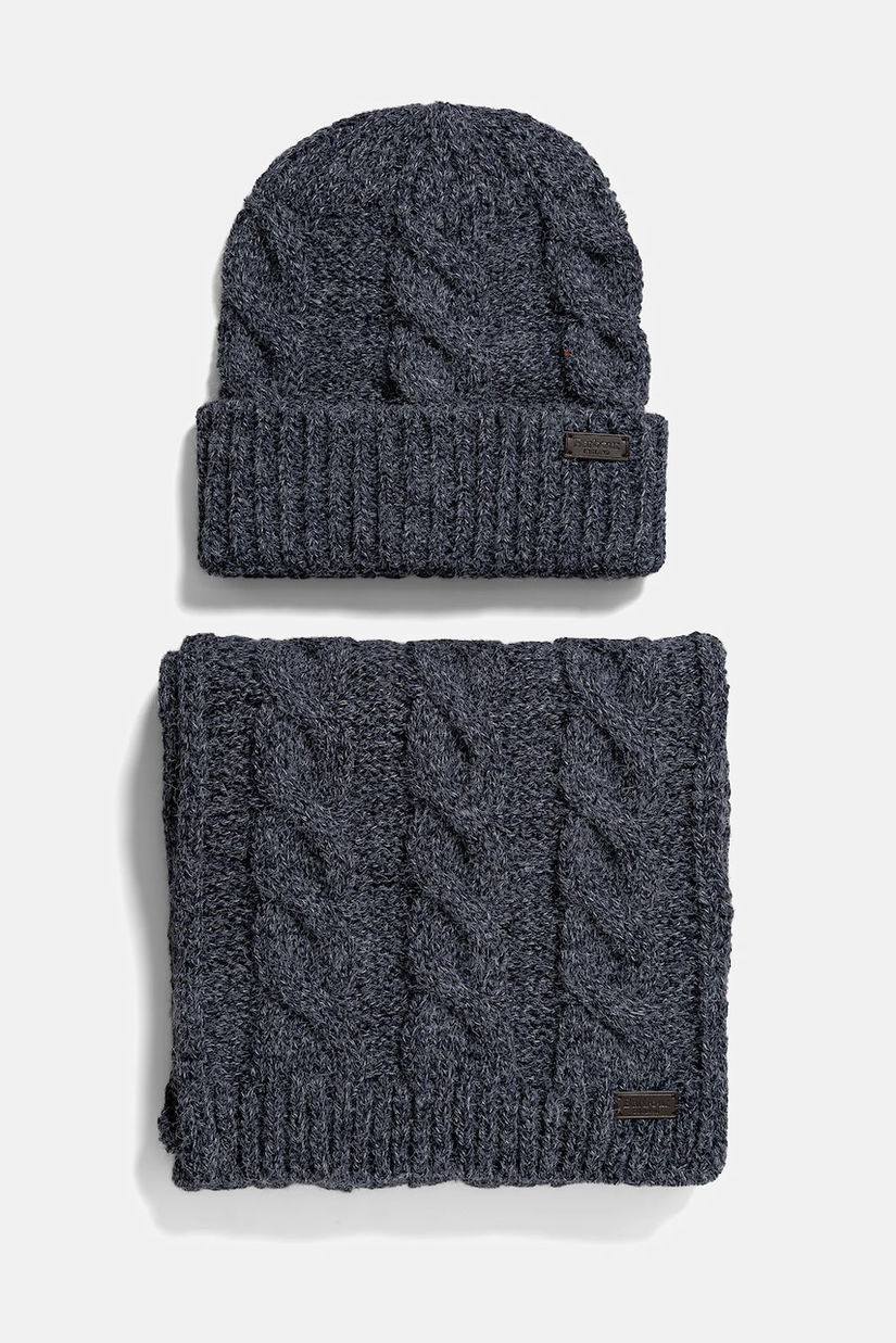 Barbour pălărie si eșarfă culoarea bleumarin, MGS0096