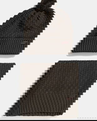 Barbour pălărie si eșarfă culoarea verde, MGS0097