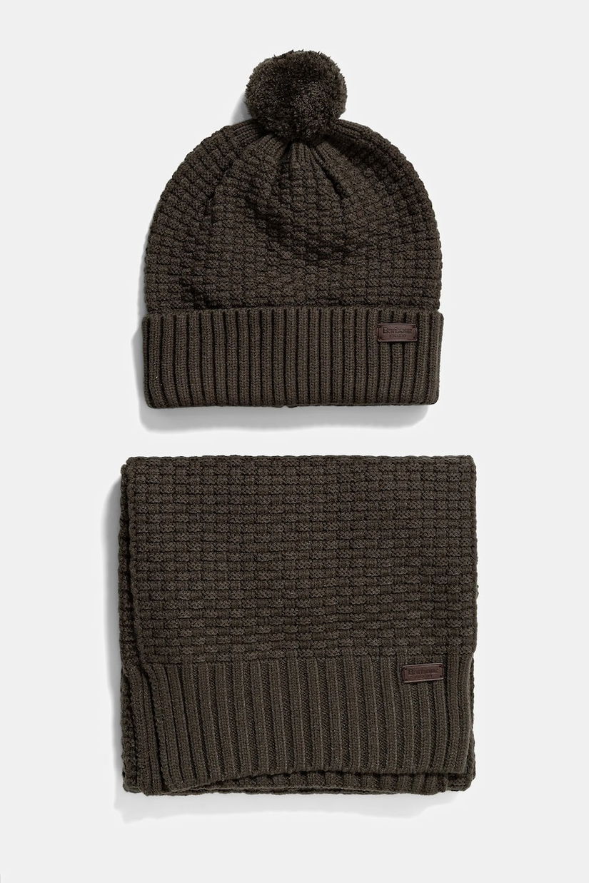 Barbour pălărie si eșarfă culoarea verde, MGS0097
