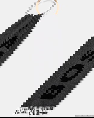 BOSS eșarfă de lână culoarea gri, cu imprimeu, 50527099