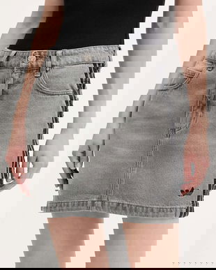 adidas Originals fustă jeans Denim Mini Skt culoarea gri, mini, creion, JW2657