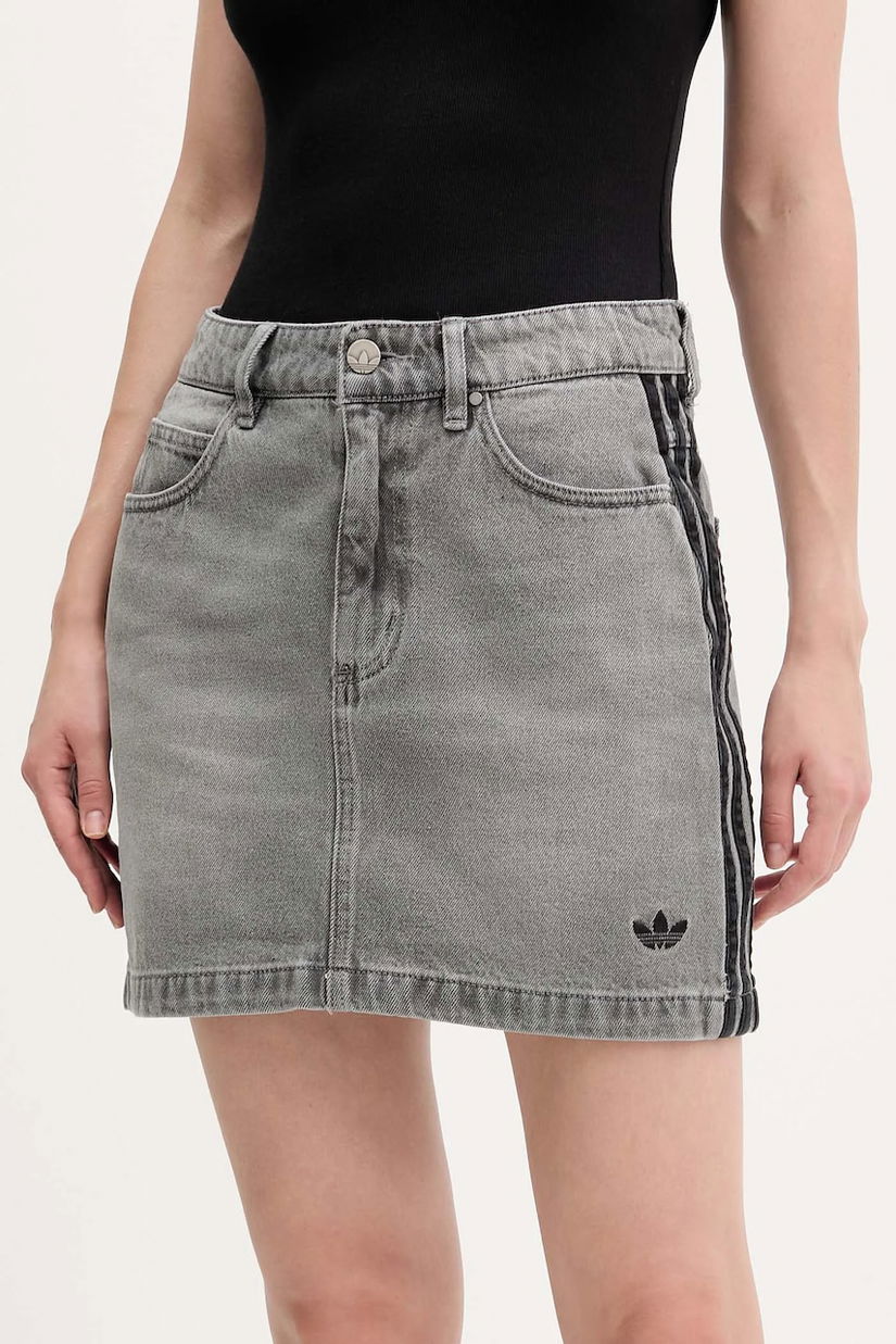 adidas Originals fustă jeans Denim Mini Skt culoarea gri, mini, creion, JW2657