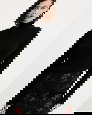 Marella pulover de lână culoarea negru, cu turtleneck, 2523366254200